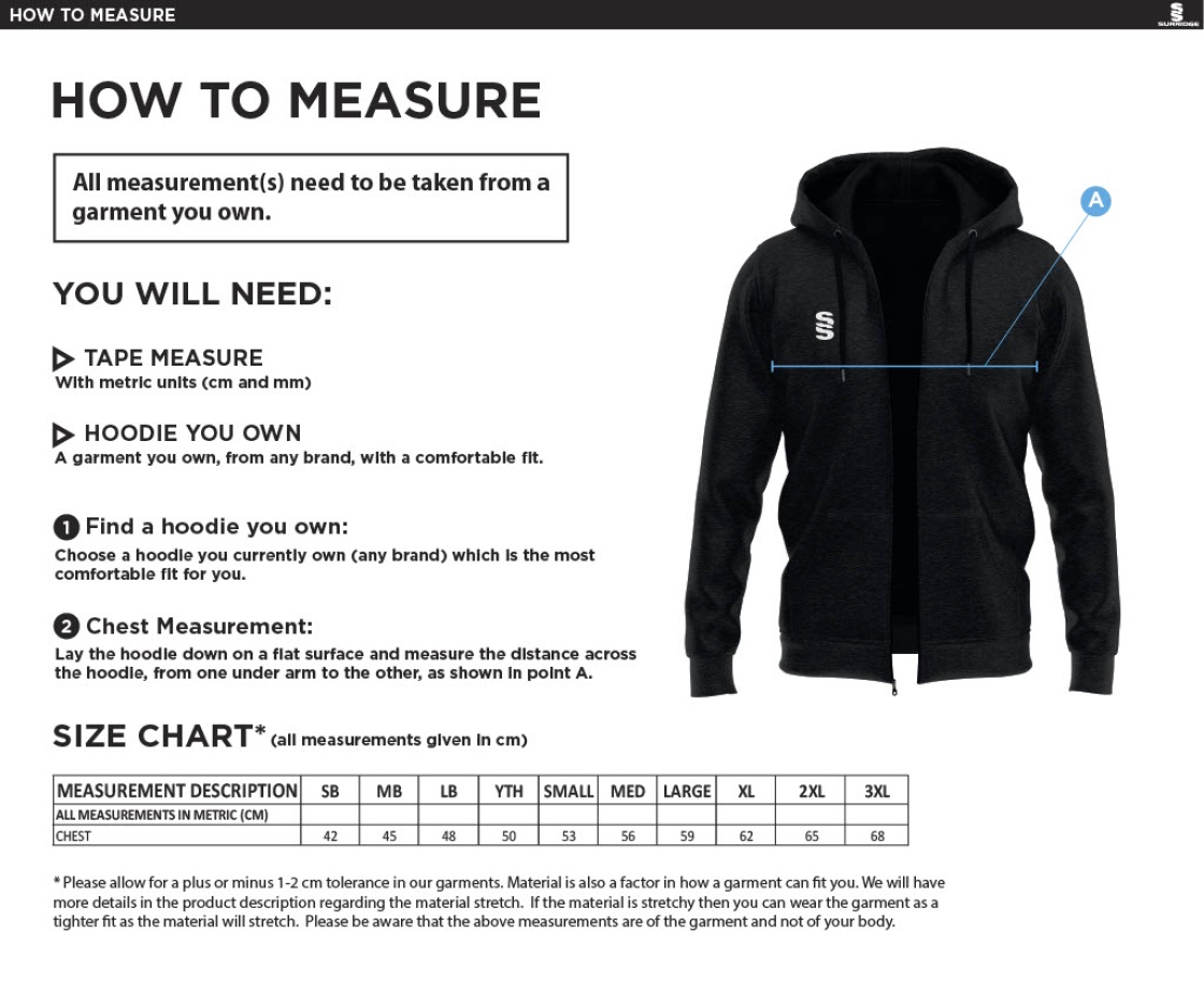 Clydach CC - Dual Hoody - Size Guide